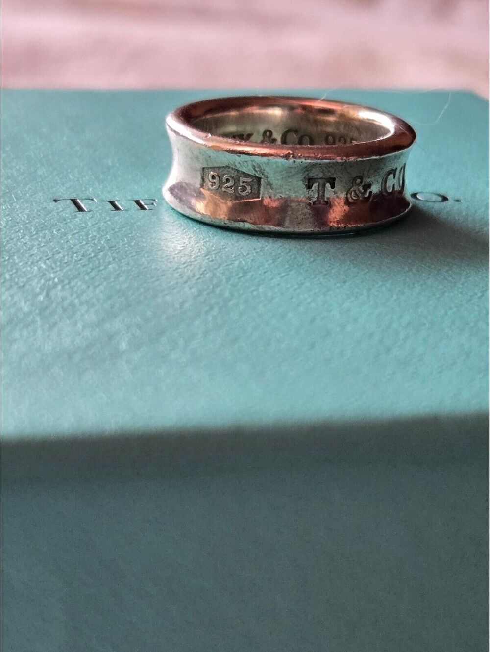 Authentic Vintage Tiffany & Co. 1837 Concave Sterling Silver Band Ring 4.5 w/box
